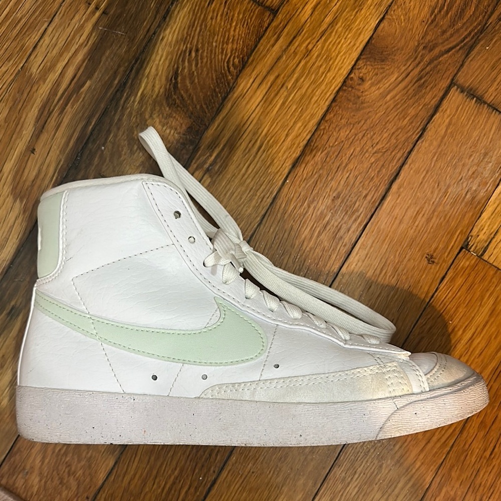 White and Sage Nike Blazers Mid